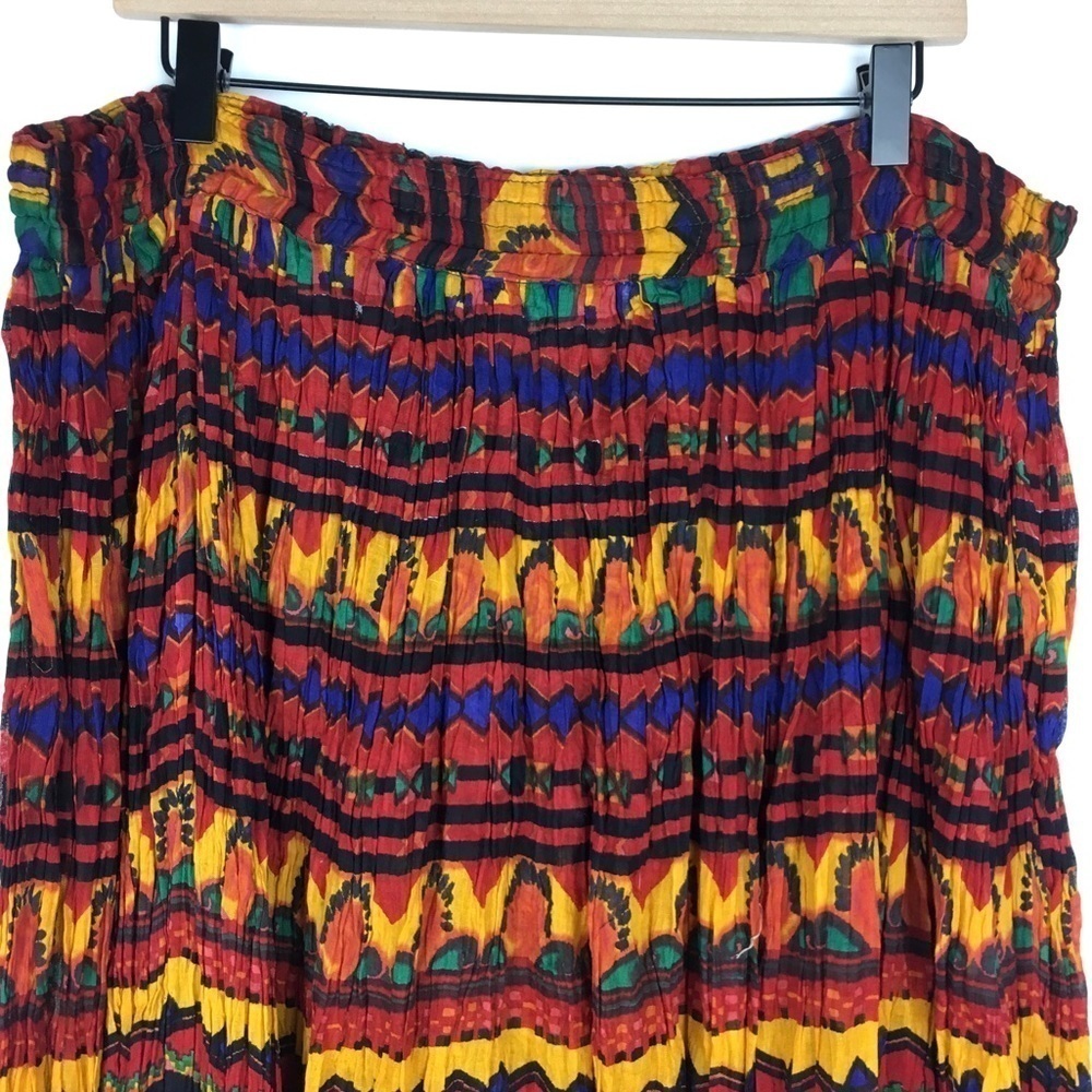 VINTAGE Maxi Circle Skirt African Drawstring Bead Tie Carolina Colours Medium - Picture 4 of 8